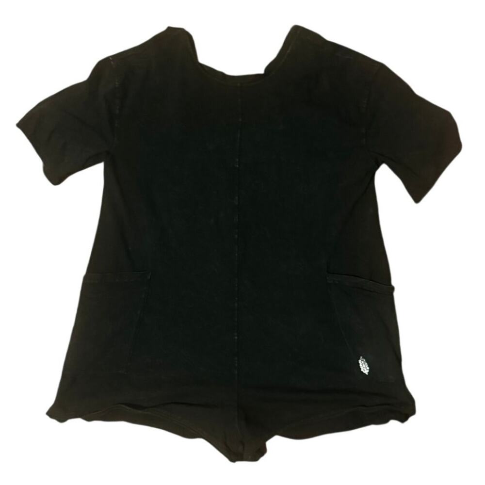 Free People Movement Hot Shot Tee Romper Mineral Wash Black Size XS